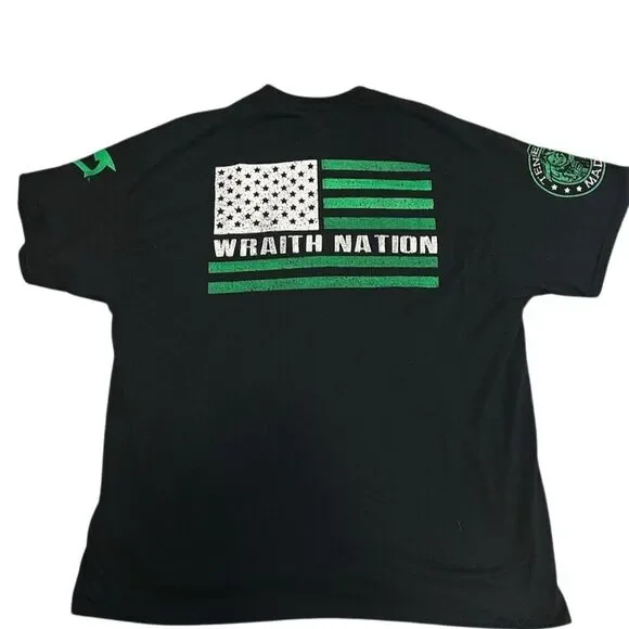 Men's Black T-Shirt M Wraith Nation Green Line American Flag Graphic - Picture 1 of 5